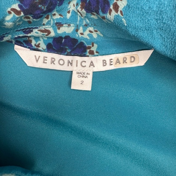 Veronica BEARD Meagan Turquoise Silk Floral Dress Size 2 Retails $695 - Picture 13 of 13